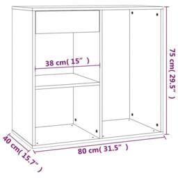 Berkfield Home Elegant Cosmetic Cabinet Grey Sonoma 80x40x75 cm Engineered Wood - Size: 80 x 40 x 75 cm - thumbnail 8