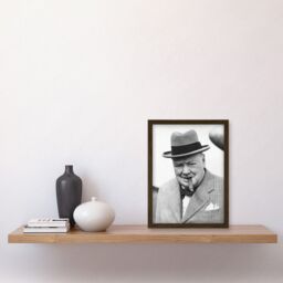 Artery8 Vintage Photo Winston Churchill Cigar Prime Minister Britain UK Artwork Framed Wall Art Print A4 in Brown - thumbnail 2