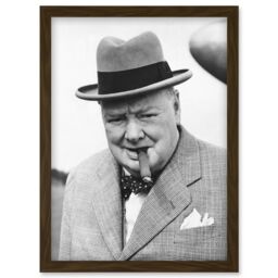 Artery8 Vintage Photo Winston Churchill Cigar Prime Minister Britain UK Artwork Framed Wall Art Print A4 in Brown - thumbnail 1