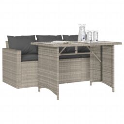 Berkfield Home 2 Piece Garden Dining Set with Cushions Light Grey Poly Rattan - thumbnail 3