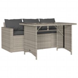 Berkfield Home 2 Piece Garden Dining Set with Cushions Light Grey Poly Rattan - thumbnail 2