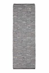 Homescapes Real Leather Handwoven Striped Block Check Hall Runner, 66 x 200 cm - Size: 66 cm x 200 cm - thumbnail 2