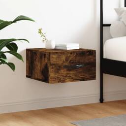 Berkfield Home Wall-mounted Bedside Cabinet Smoked Oak 35x35x20 cm in Brown - Size: 35 x 35 x 20 cm - thumbnail 1