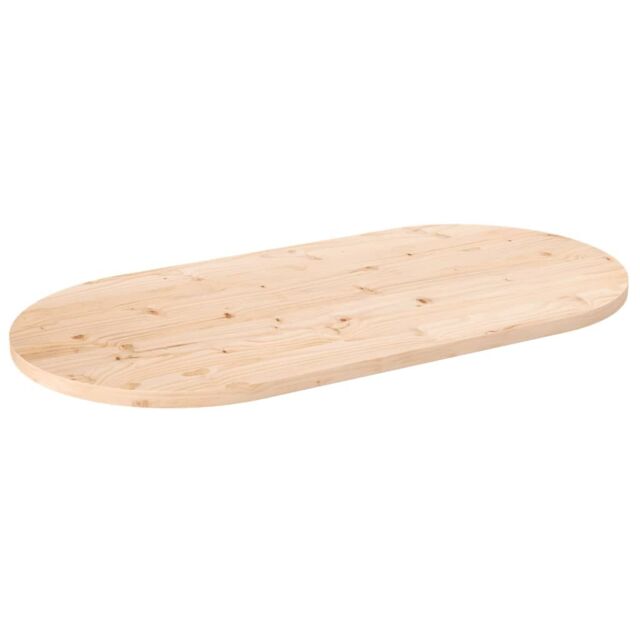 Berkfield Home Table Top 90x45x2.5 cm Solid Wood Pine Oval in Brown - image 1