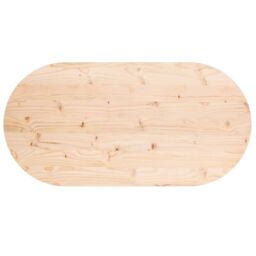 Berkfield Home Table Top 90x45x2.5 cm Solid Wood Pine Oval in Brown - thumbnail 4