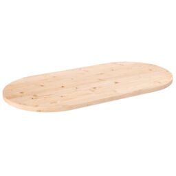 Berkfield Home Table Top 90x45x2.5 cm Solid Wood Pine Oval in Brown - thumbnail 1