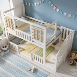 BTM Bunk Beds for Kids Wooden Cabin Bed Storage House Bed Frame in White - Size: Single - thumbnail 9