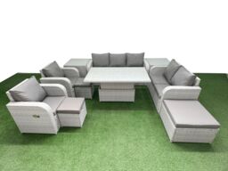 Fimous PE Rattan Garden Furniture Set Reclining Chair Sofa Double Love Seat 2 Seater Sofa Lounge Set Adjustable Lifting Dining or Coffee Table 3 - thumbnail 2