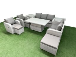 Fimous PE Rattan Garden Furniture Set Reclining Chair Sofa Double Love Seat 2 Seater Sofa Lounge Set Adjustable Lifting Dining or Coffee Table 3 - thumbnail 1