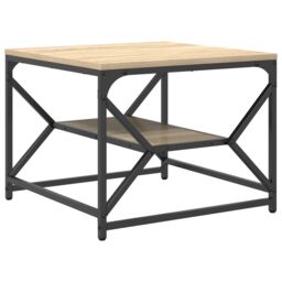 Berkfield Home Coffee Table with Shelf in Sonoma Oak ‚Äì 51x50x40 cm ‚Äì Made from Engineered Wood in Beige - Size: 51 x 50 x 40 cm - thumbnail 5
