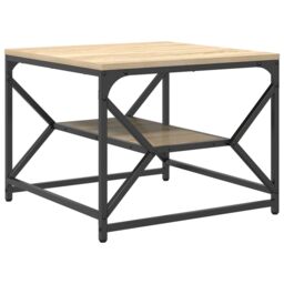 Berkfield Home Coffee Table with Shelf in Sonoma Oak ‚Äì 51x50x40 cm ‚Äì Made from Engineered Wood in Beige - Size: 51 x 50 x 40 cm - thumbnail 2