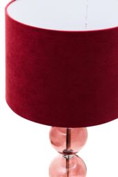 Orsina Burgundy Suede Effect Shade Table Lamp, Chrome Base with Three Burgundy Glass Orb Details, 40W E14 Bulb in Red - thumbnail 2