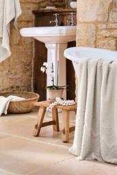 CHRISTY 'Boho' Fringed Jacquard Cotton Towels in Beige - thumbnail 4