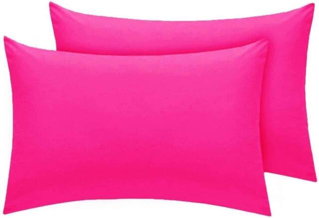 Homes-Linen Luxury Percale Polycotton Housewife Pillowcases 50x75cm Pack of 2 in Fuchsia - Size: Standard Pillow Case - image 1