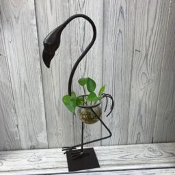 KDMD Hydroponic Home Decor - Tall Flamingo One Pot Stand in Black