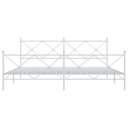 Berkfield Home Metal Bed Frame without Mattress with Footboard White 193x203cm - Size: 193x203 cm - thumbnail 4