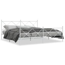 Berkfield Home Metal Bed Frame without Mattress with Footboard White 193x203cm - Size: 193x203 cm - thumbnail 2