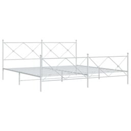 Berkfield Home Metal Bed Frame without Mattress with Footboard White 193x203cm - Size: 193x203 cm - thumbnail 3