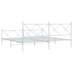 Berkfield Home Metal Bed Frame without Mattress with Footboard White 193x203cm - Size: 193x203 cm - thumbnail 6