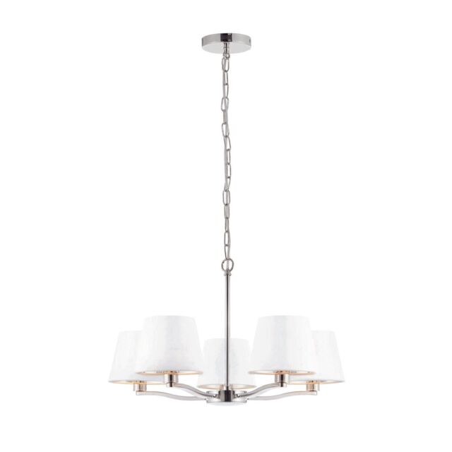 Loops Ceiling Pendant Light Bright Nickel Plate & Vintage White Fabric 5 x 40W E14 in Metallics - image 1