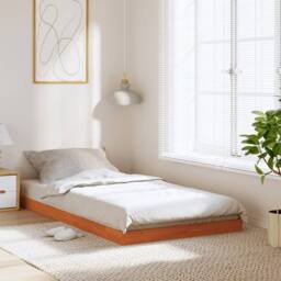 Berkfield Home Modern Bed Frame without Mattress Wax Brown 100x200 cm Solid Wood Pine - thumbnail 2