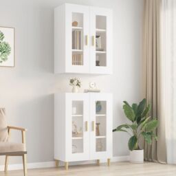 Berkfield Home Hanging Wall Cabinet White 69.5x34x90 cm - thumbnail 1