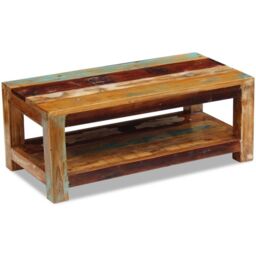 Berkfield Home Coffee Table Solid Reclaimed Wood 90x45x35 cm in Brown - Size: 90 x 45 x 35 cm - thumbnail 4