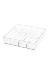 Living and Home 8-Compartment Adjustable Drawer Storage Organiser Tableware Storage Box Cutlery Tray in Clear - thumbnail 1