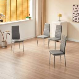 KOSY KOALA Modern Dining Table Set With Bench & 4 Grey Faux Leather Chairs Dining Room Furniture in Brown - thumbnail 8