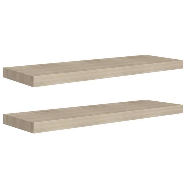 Berkfield Home Floating Wall Shelves 2 pcs Oak 80x23.5x3.8 cm MDF in Light Oak - image 1