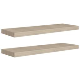Berkfield Home Floating Wall Shelves 2 pcs Oak 80x23.5x3.8 cm MDF in Light Oak - thumbnail 1