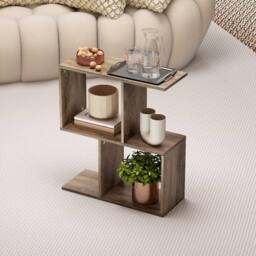 STILVORA Side Table with 4 Compartments Oak in Light Oak - thumbnail 9