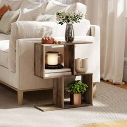 STILVORA Side Table with 4 Compartments Oak in Light Oak - thumbnail 2
