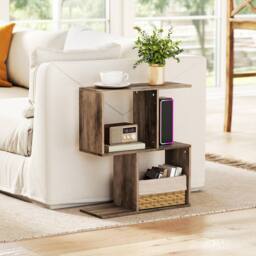 STILVORA Side Table with 4 Compartments Oak in Light Oak - thumbnail 3