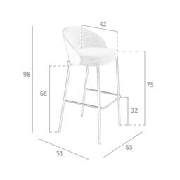 Angel Cerda Grey Fabric & Walnut Dining Stool, 53x51x98 cm - Size: 53 x 51 x 98 cm - thumbnail 7