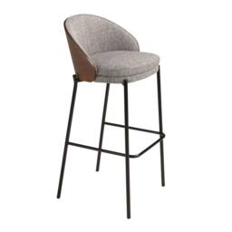 Angel Cerda Grey Fabric & Walnut Dining Stool, 53x51x98 cm - Size: 53 x 51 x 98 cm