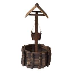 Kelvenix Wishing Well Planter Bucket Flower Garden Outdoor in Brown - Size: 1.25kg