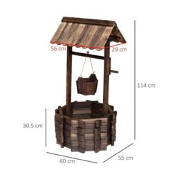 Kelvenix Wishing Well Planter Bucket Flower Garden Outdoor in Brown - Size: 1.25kg - thumbnail 2