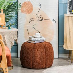 Nordlys Striped Living Room Pouf in Red - thumbnail 4