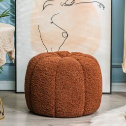 Nordlys Striped Living Room Pouf in Red - thumbnail 2