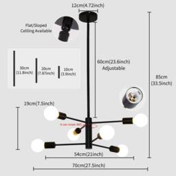 NIVOR 6 light Industrial Chandelier Mid Century Flush Mount Ceiling Light in Black - thumbnail 2