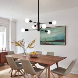 NIVOR 6 light Industrial Chandelier Mid Century Flush Mount Ceiling Light in Black - thumbnail 1