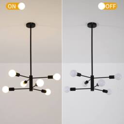 NIVOR 6 light Industrial Chandelier Mid Century Flush Mount Ceiling Light in Black - thumbnail 3