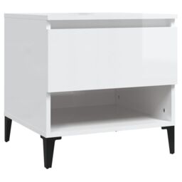 Berkfield Home Side Table High Gloss White 50x46x50 cm Engineered Wood - Size: 50 x 46 x 50 cm - thumbnail 2