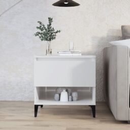 Berkfield Home Side Table High Gloss White 50x46x50 cm Engineered Wood - Size: 50 x 46 x 50 cm