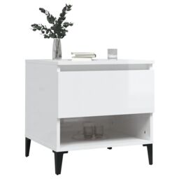 Berkfield Home Side Table High Gloss White 50x46x50 cm Engineered Wood - Size: 50 x 46 x 50 cm - thumbnail 4