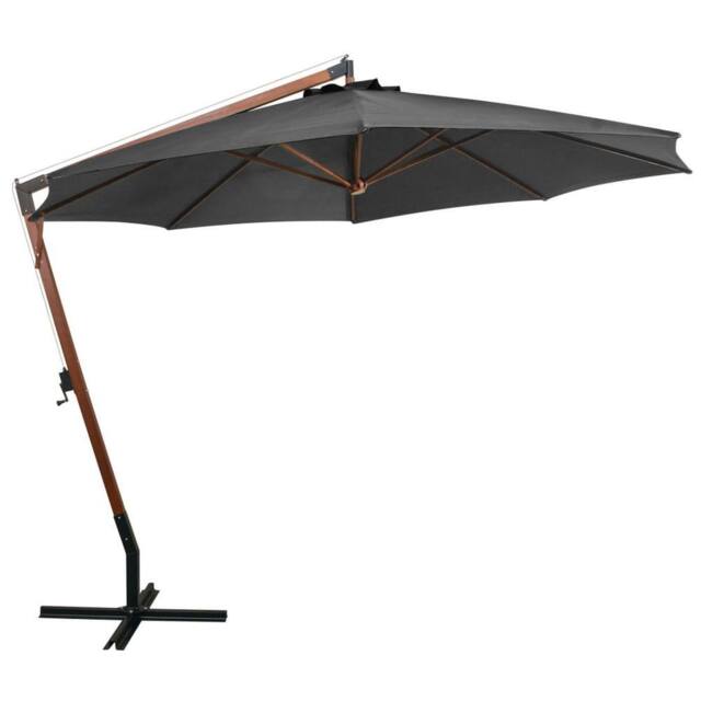 Berkfield Home Hanging Parasol with Pole Anthracite 3.5x2.9 m Solid Fir Wood in Black - image 1