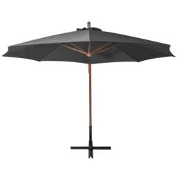 Berkfield Home Hanging Parasol with Pole Anthracite 3.5x2.9 m Solid Fir Wood in Black - thumbnail 3