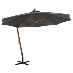 Berkfield Home Hanging Parasol with Pole Anthracite 3.5x2.9 m Solid Fir Wood in Black - thumbnail 2