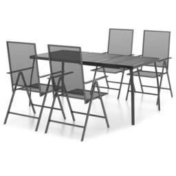 Berkfield Home 5 Piece Garden Dining Set Anthracite Steel in Black